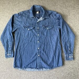Vintage Stone Creek Denim Button Down Shirt Mens Large L‎ Blue Long Sleeve